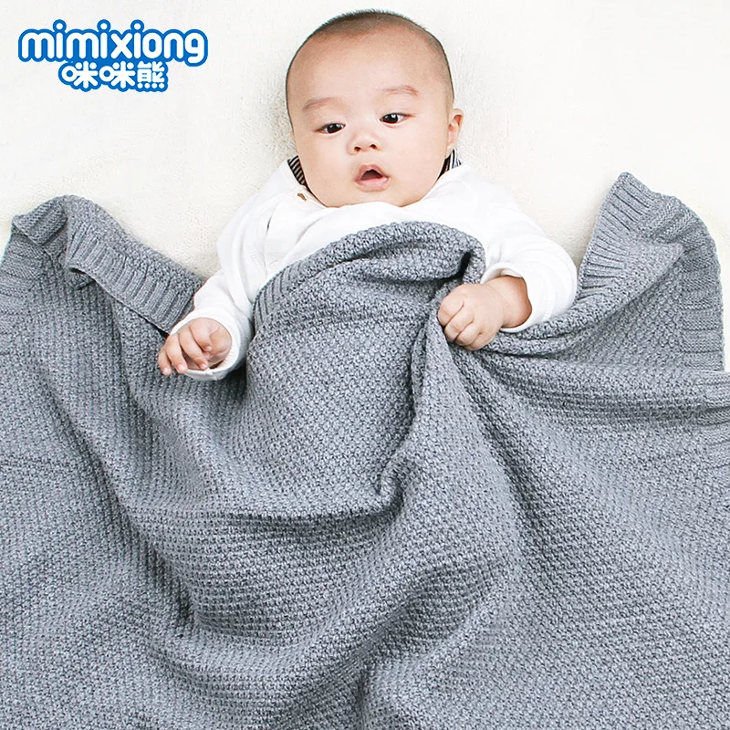 Windproof Breathable Baby Quilt Knitted Blanket for Girl Boy Stroller Pure Color Warm Holding Infant Outside Kids Carrier New