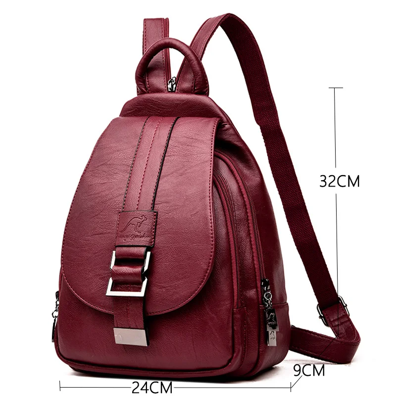 Women Leather Backpacks Vintage Female Shoulder Bag Sac a Dos Travel Ladies Bagpack Mochilas School Bags For Girls Preppy | Багаж и сумки