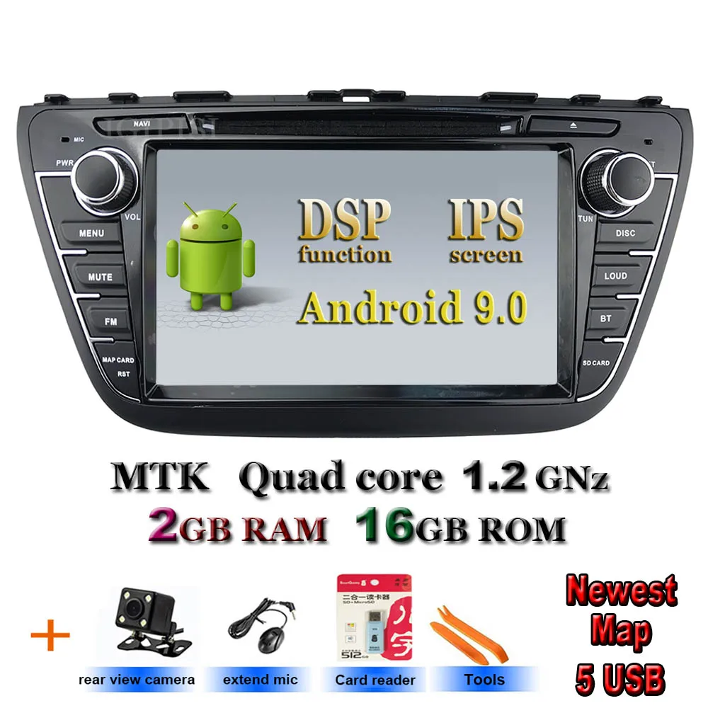 Android 9,0 Suzuki SX4 S Крест автомобильный dvd плеер Автомобильный RDS стерео gps навигации Аудио Видео 5USB DSP ips - Цвет: A7 Rear cams