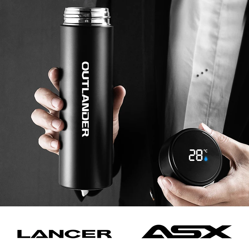 

Thermos bottle With Temperature Display for Mitsubishi Outlander Ralliart ASX Competition Lance EX Cup Custom Logo Man Gifts