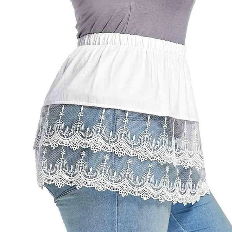 Хлопковая Съемная Женская Нижняя юбка повседневная черная и белая кружевная