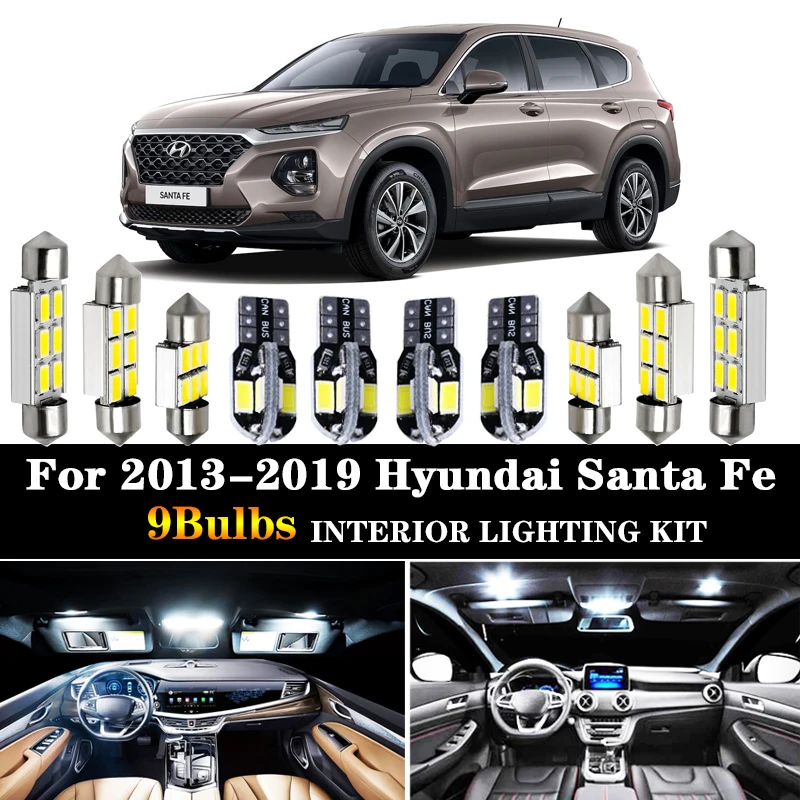 9X Φ автомобильное интерьерное оформление для 2013 2017 2018 2019 Hyundai Santa Fe светодиодное