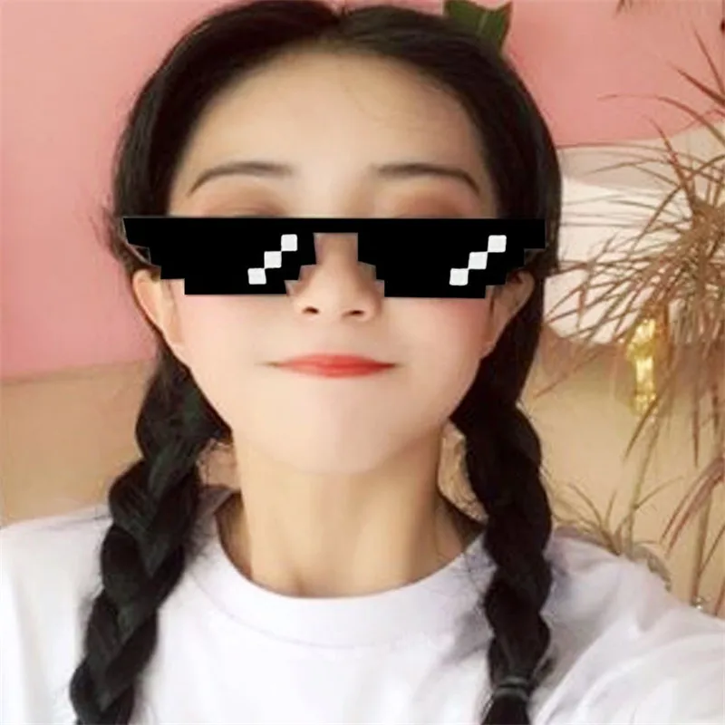 Очки Thug Life с надписью Deal With it женские солнцезащитные очки мозаичным пикселем
