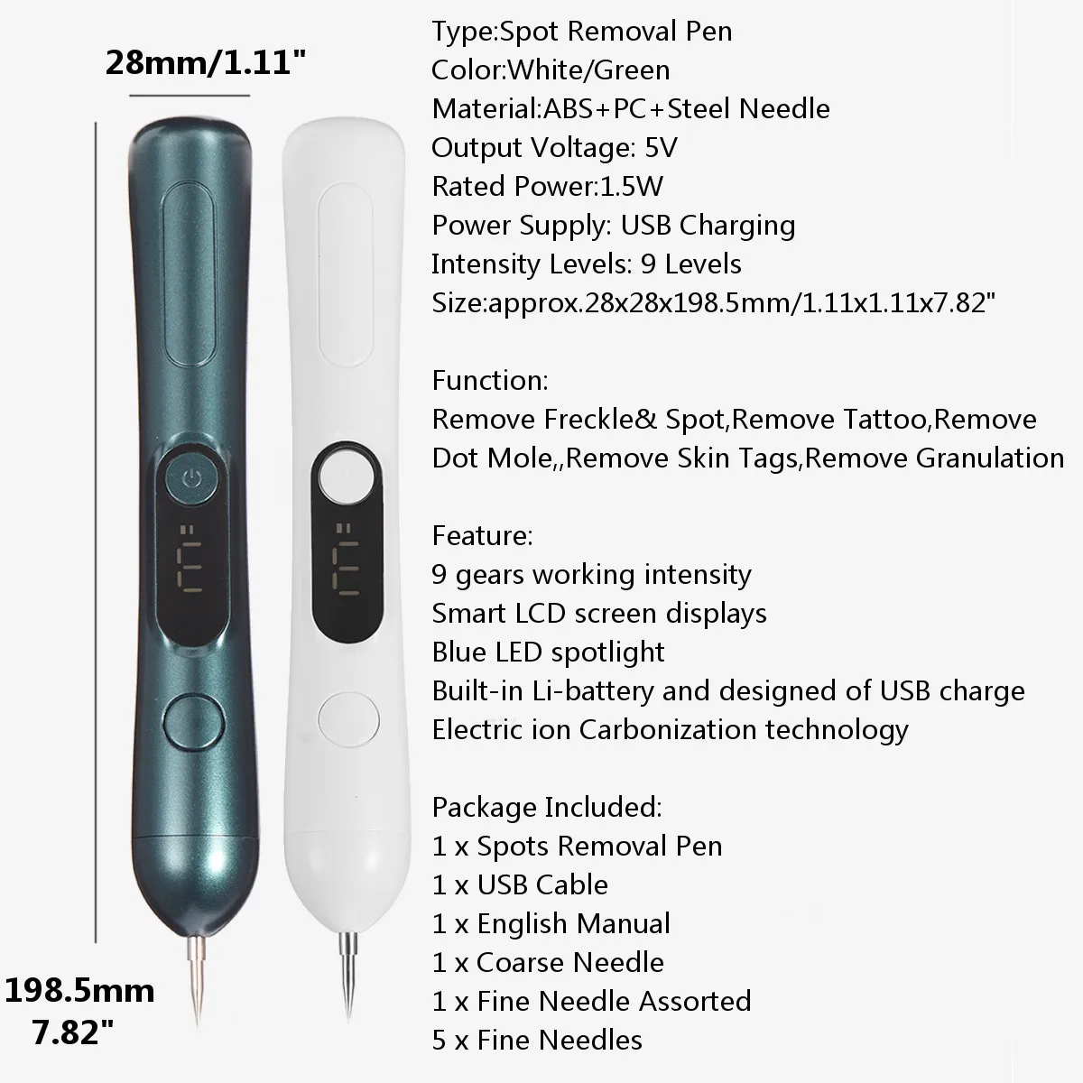 

Electric Ion Carbonization Laser Mole Tattoo Freckle Removal Pen LCD Sweep Spot Removing Wart Corns Dark Spot Remover Salon Home