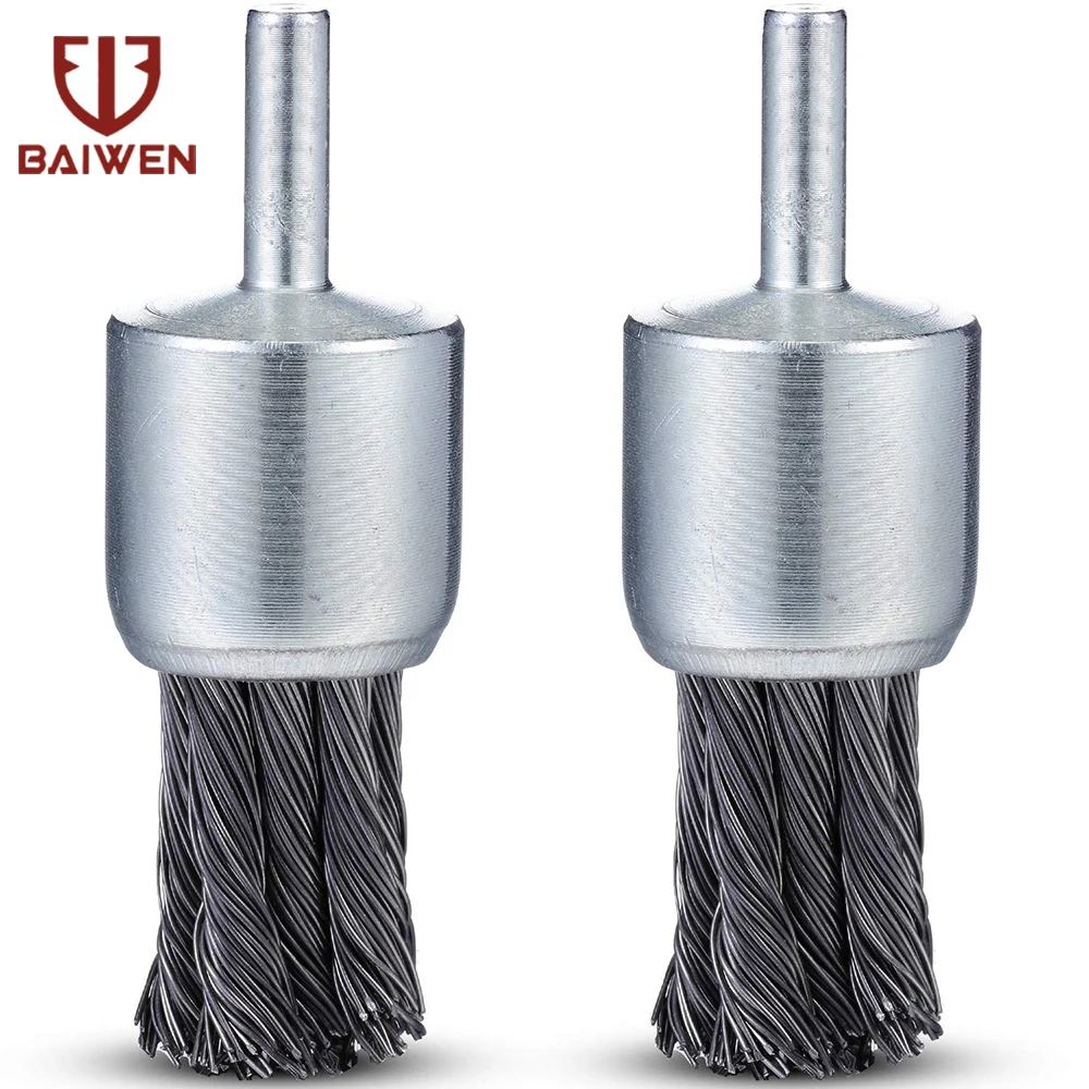 

1-2pcs Steel Knot Wire End Brush With 1/4" Shank For Die Grinder Machine Drill Tools Accessories for Metal-cleaning