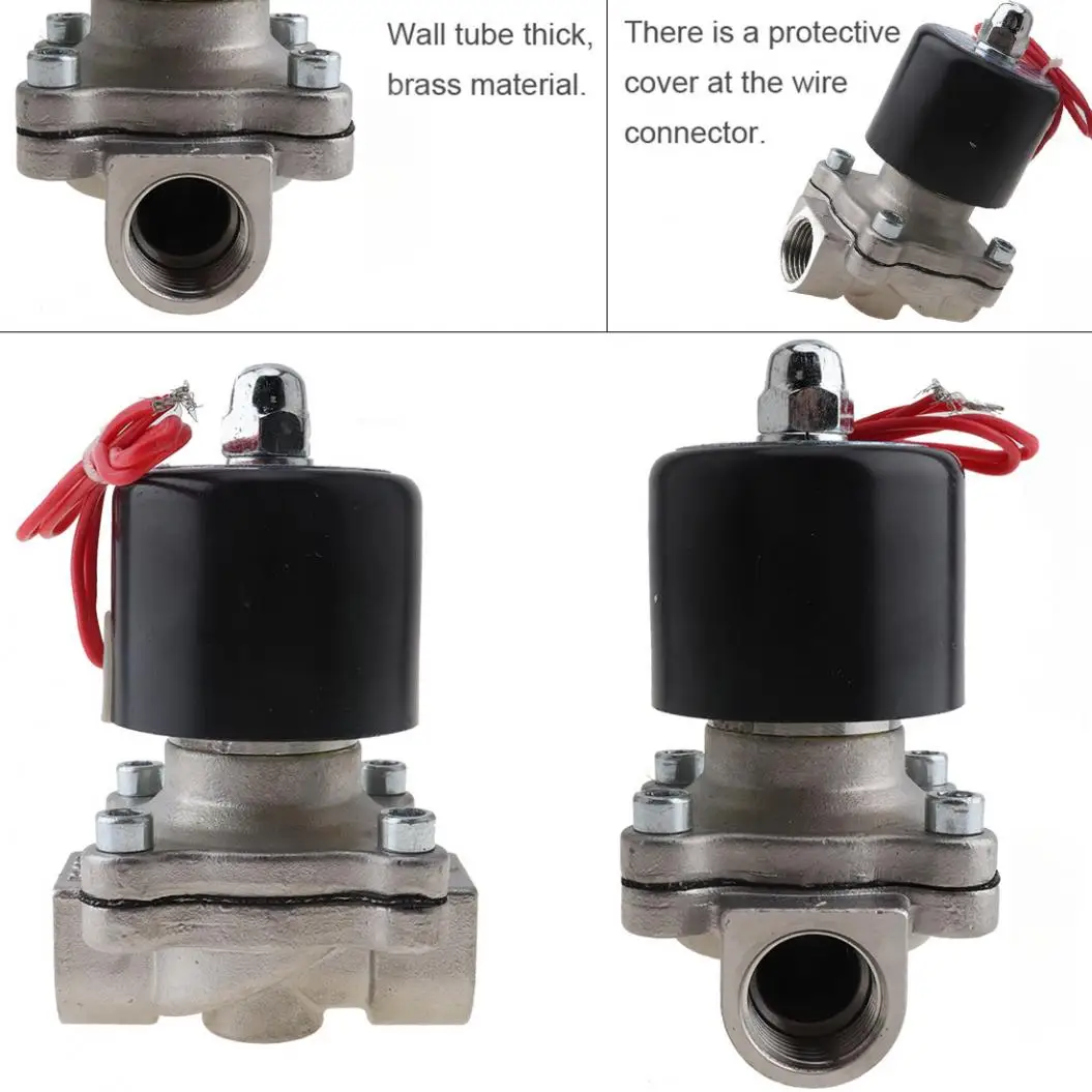 

1/2" DC 12V Normally Closed Type Stainless Steel Electric Solenoid Valve with Two-position 1/2" Pipe Interface for Water/Oil/Gas