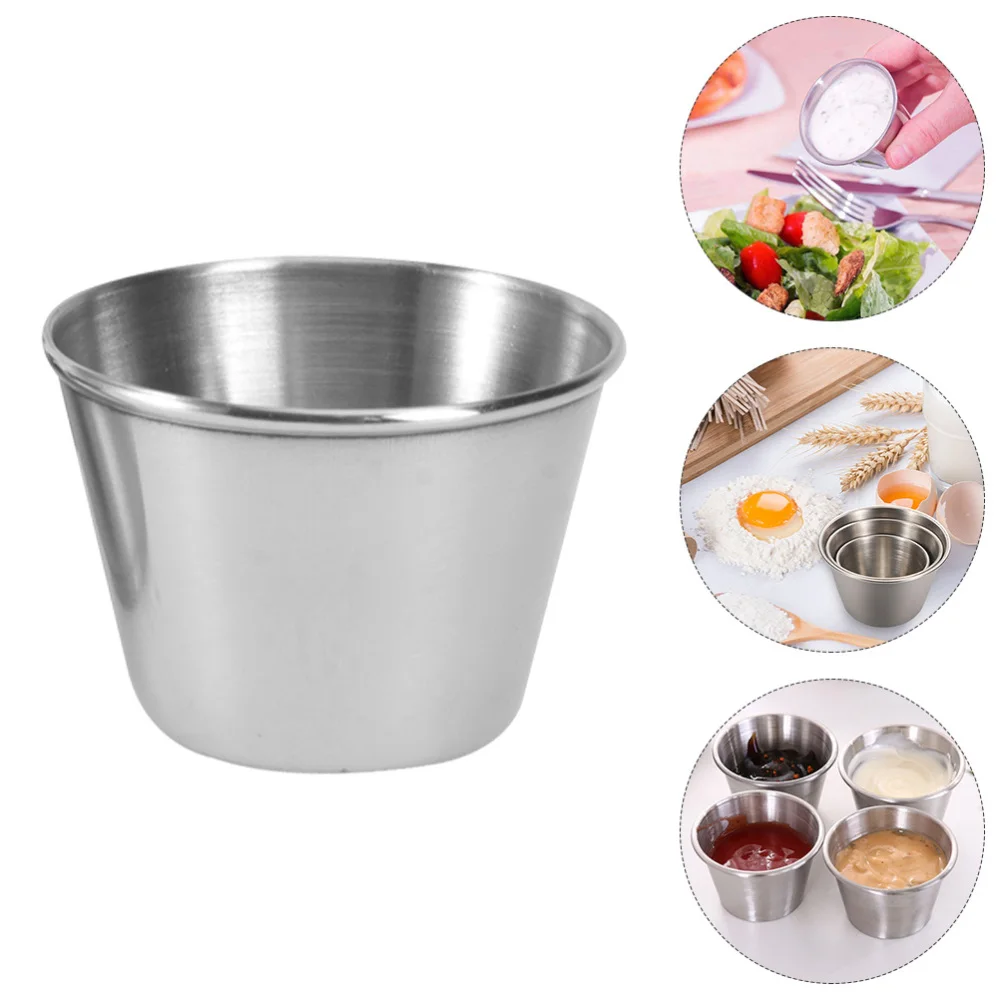 

12 шт. чашки для погружения в соус, чашки для кетчупа, чашки из нержавеющей стали для западного стейка, чашки для соуса (серебристые)