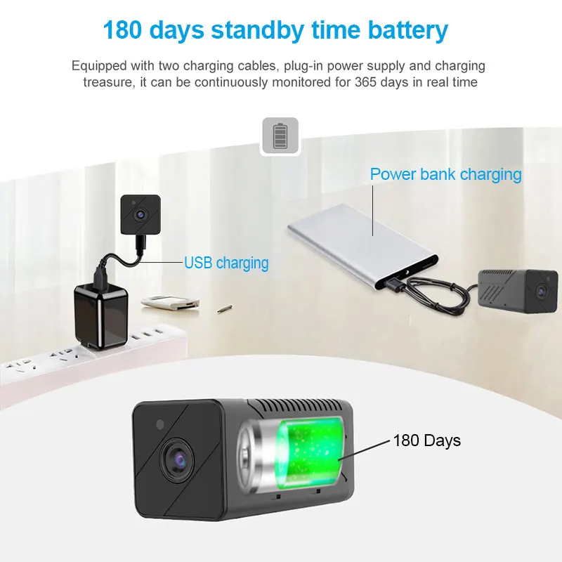 100% Беспроводной домашней безопасности Мини ip камера WiFi 1080P Full HD Батарея