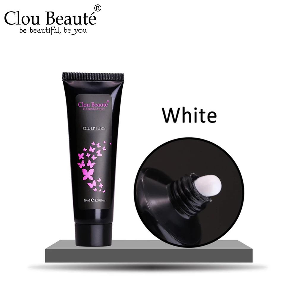 Clou Beaute 30 мл Гель лак для наращивания ногтей розовый белый прозрачный УФ быстрого