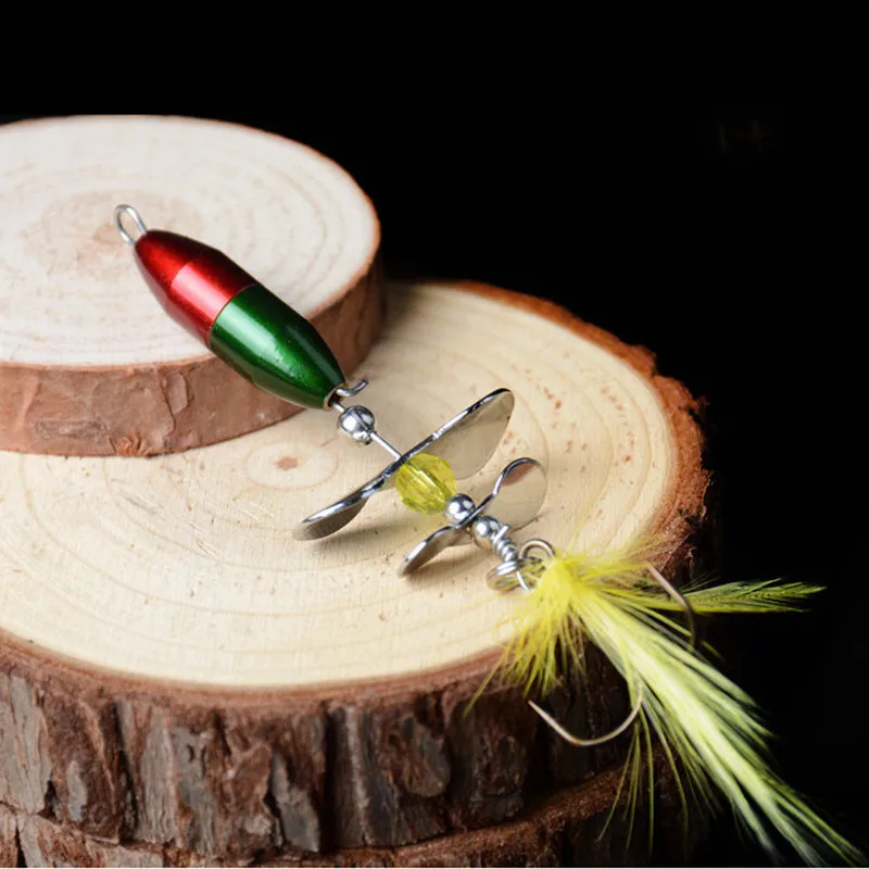 

1pcs Rotating Spinner Sequins Fishing Lure 10g/7cm Wobbler Bait with Feather Fishing Tackle for Bass Trout Perch Pike