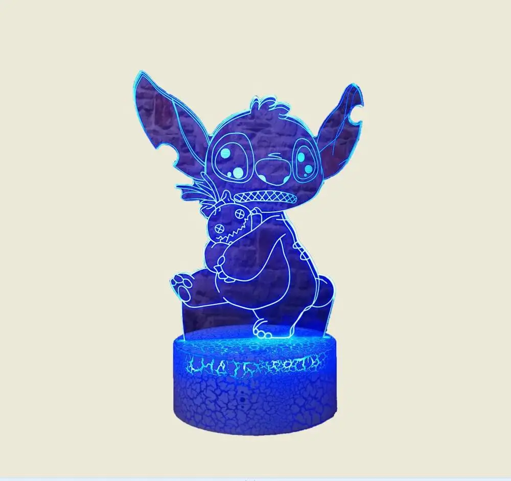 Stitch 10 11 вариантов 3D светодиодный плюшевый стежок милый мультфильм моделирование лампа 7 цветов изменить ночные огни Мальчики Рождество фестиваль День рождения игрушки подарки - Испускаемый цвет: Stitch 10