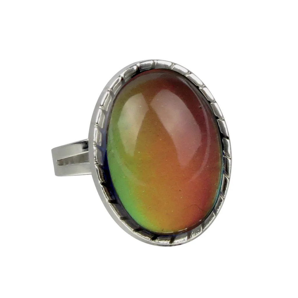 

Vintage Changing Color Mood Ring For Women Emotion Feeling Adjustable Fluorescent Temperature Ring Heart Flower Cross Ring Gift