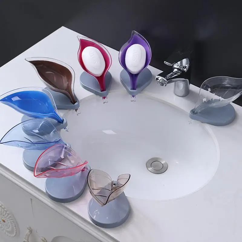 Коробка для мыла в форме листа автоматически фильтрует воду чтобы удерживать