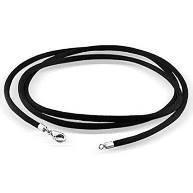 

Leather Necklace Cord Lace Rope With Rotating Stainless Steel Buckle For Necklace Diy Jewelry 2021 Black Fashion Accessories