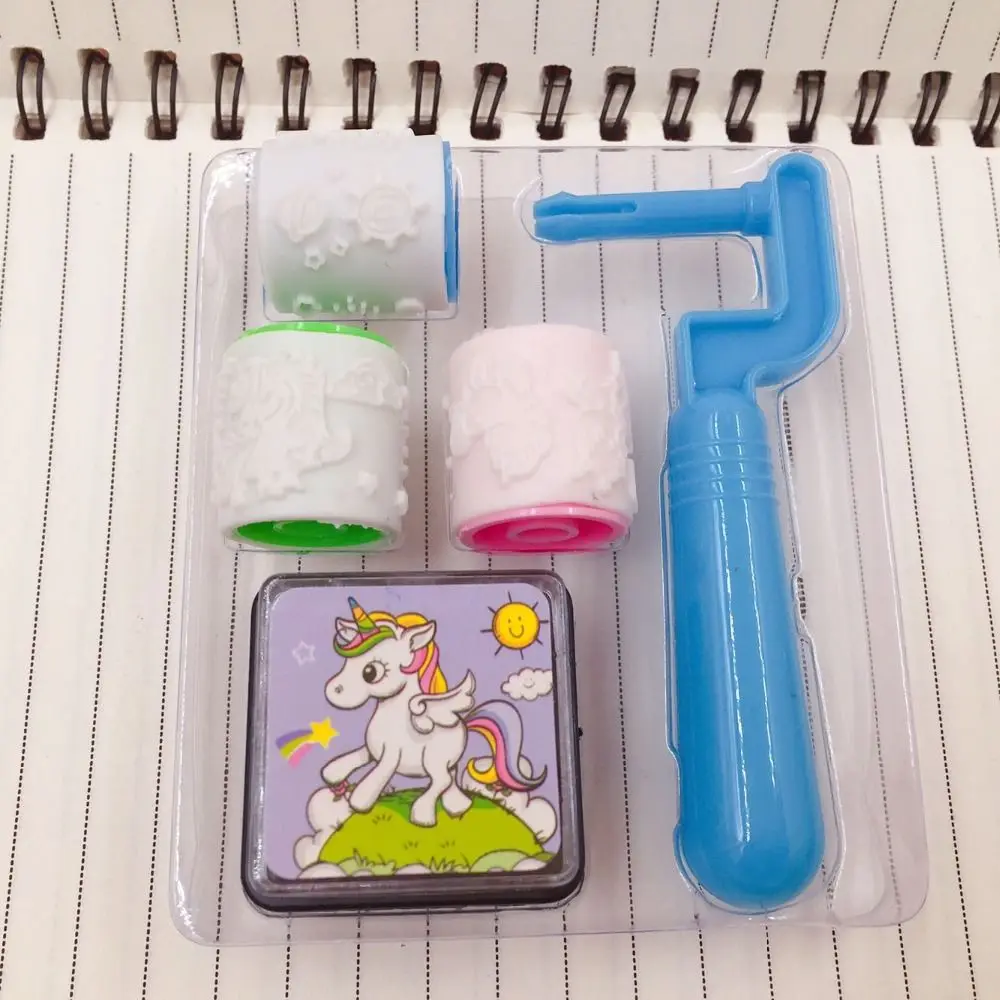 1 комплект Единорог ручка ролика колеса печать с Inkpad дневник DIY Набор для