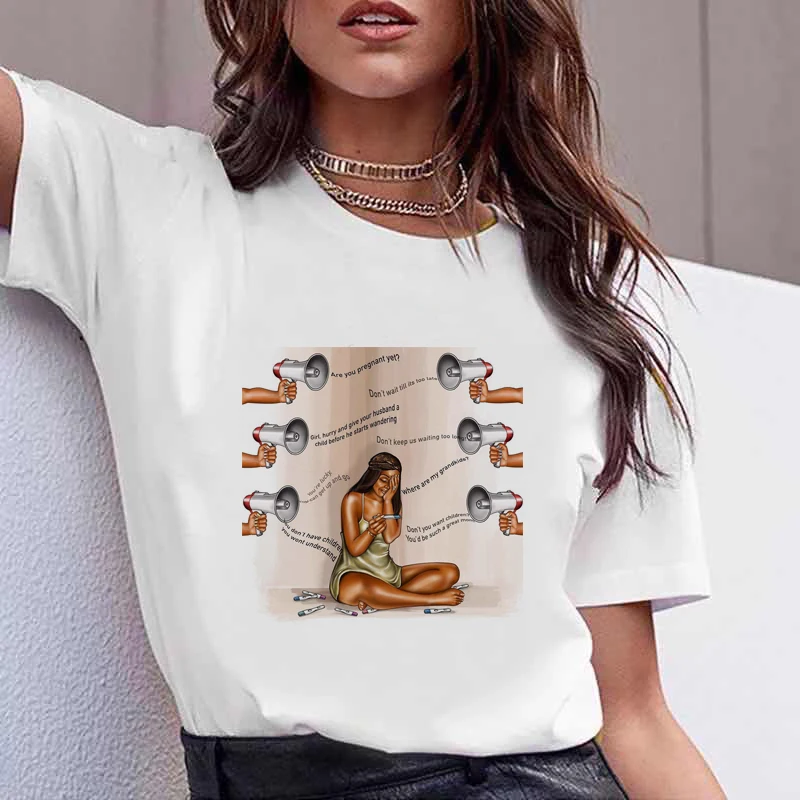 

Melanin Poppin Shirt vogue t shirt women black African Curly Hair girl printed tshirt femme tee shirt harajuku clothes female