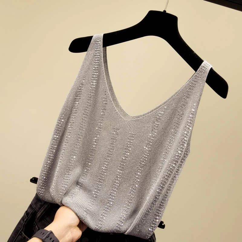 Майка женская трикотажная с V образным вырезом пикантный облегающий базовый топ