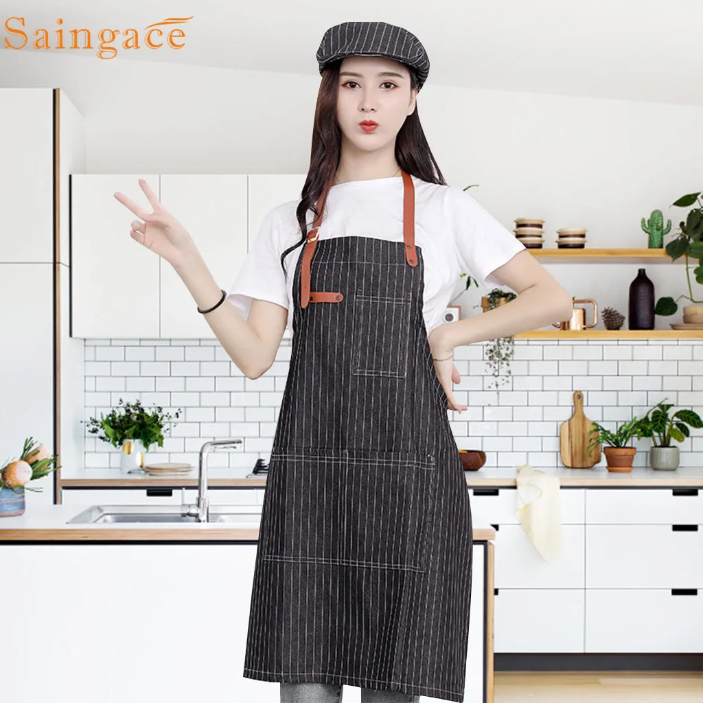 Фартуки для кухни Saingace хлопчатобумажные холщовые с подвесным воротником