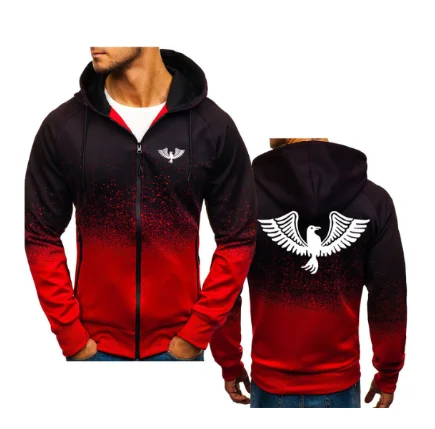 

2020NEW Jacket Men Casual Gradient color Hooded Sweatshirts zipper Hoodies Man Clothing Casual HipHop Harajuku jacket k