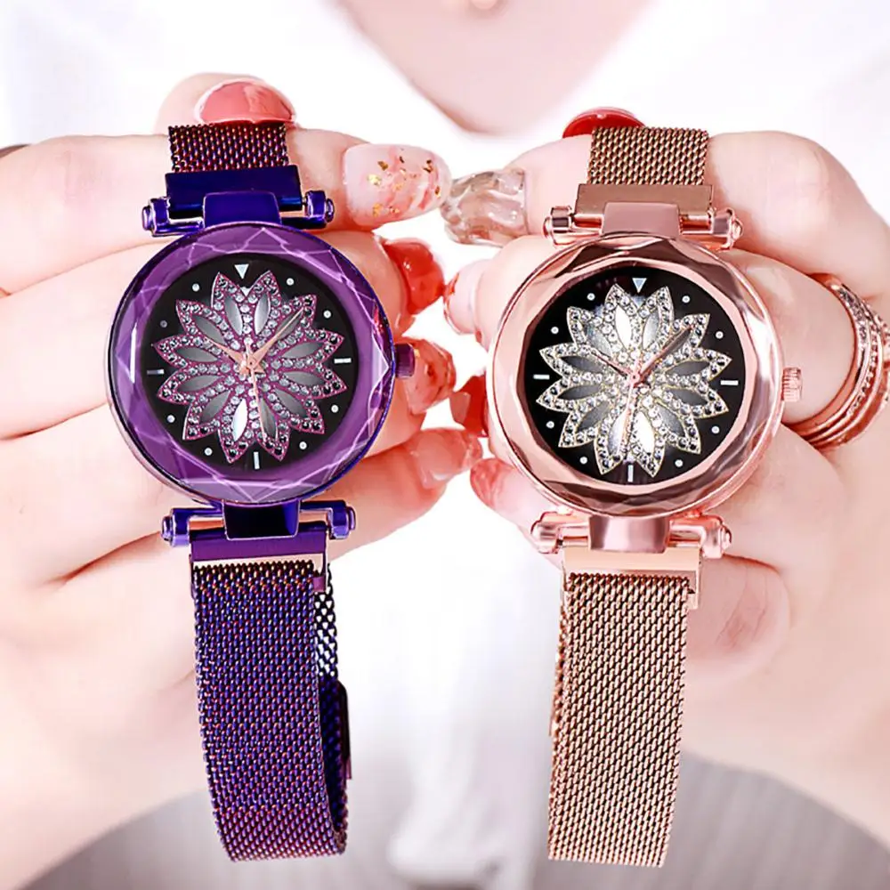 【Сток Clearance】 Женские Романтические Стразы нарядные часы сетка сталь звездное