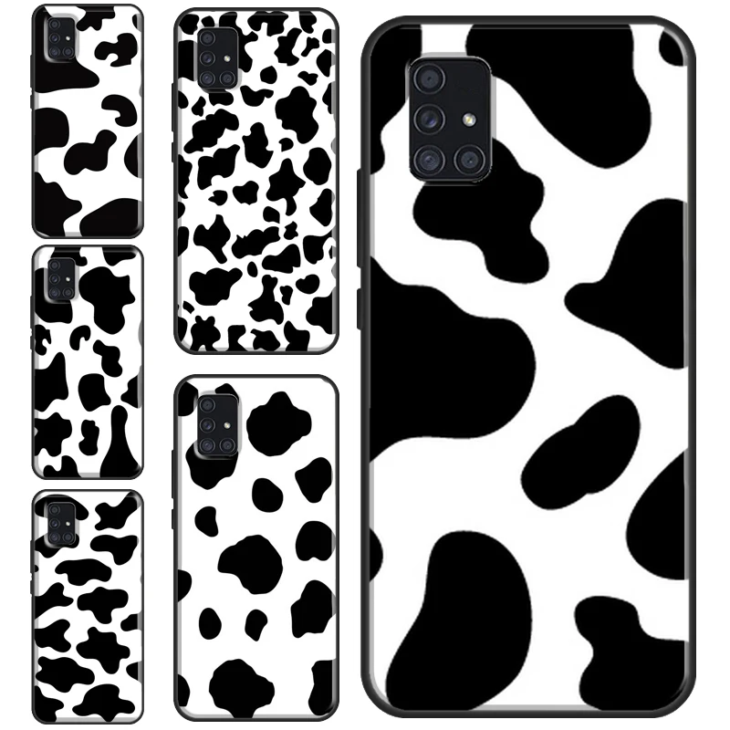 Белый черный чехол с коровьим принтом для Samsung A21S A20e A11 A31 A41 A51 A71 A10 A20S A30S A40 A50 A70 A12 A32