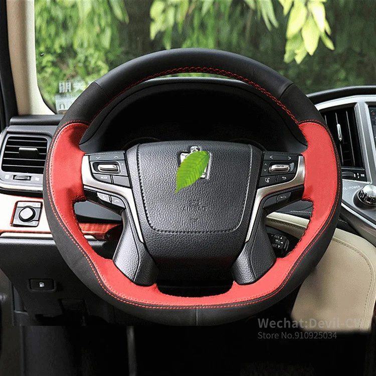 

Steering wheel cover for Toyota Prado Crown interior hand-stitched premium suede high-end durable grip cover car assessoires