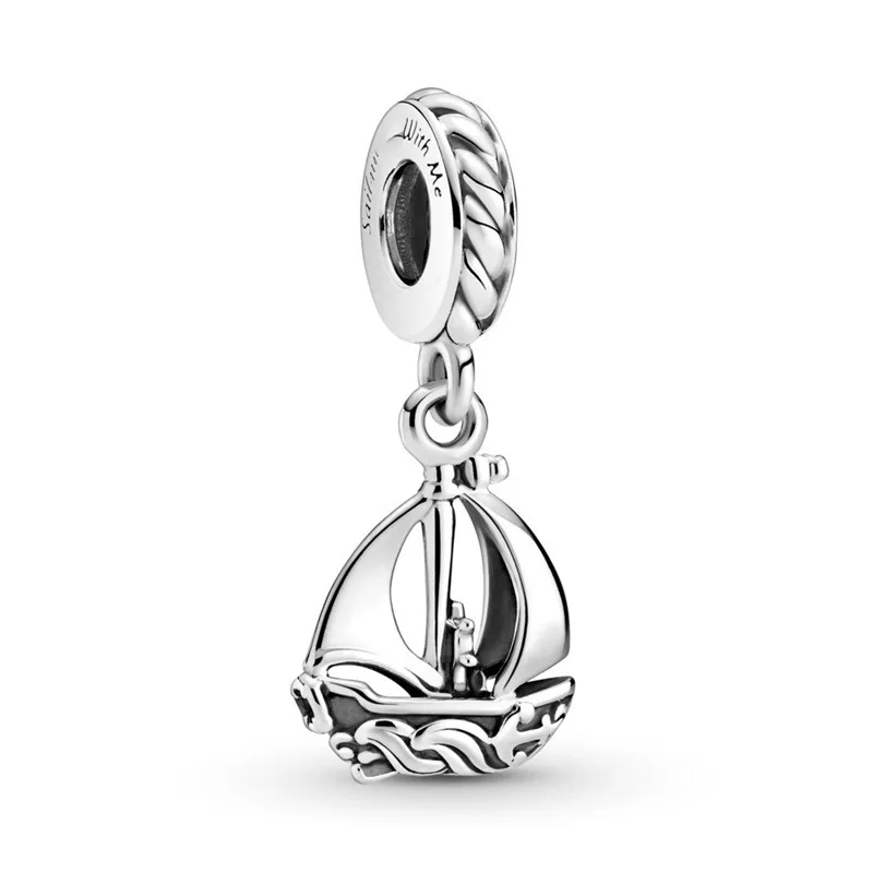 

New 925 Silver Coconut Tree Fish Love Charm Pendant Suitable for Original Pandora Charm DIY Bracelet Jewelry
