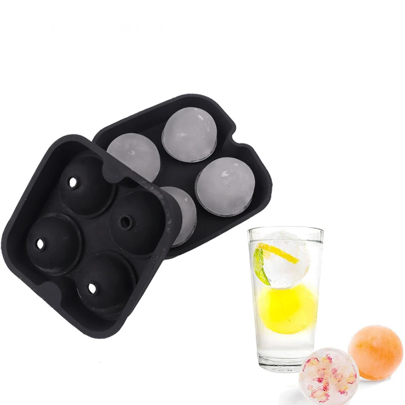 

Spherical Ice Cube Tray 4 Cubes Silicone Ice Cube Maker Mold With Lids For Ice Cream Party Whiskey Cocktail Cold Drink