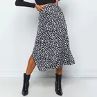 Сексуальная шифоновая юбка с разрезом и леопардовым принтом, Женские повседневные длинные юбки, Женская Клубная одежда на молнии