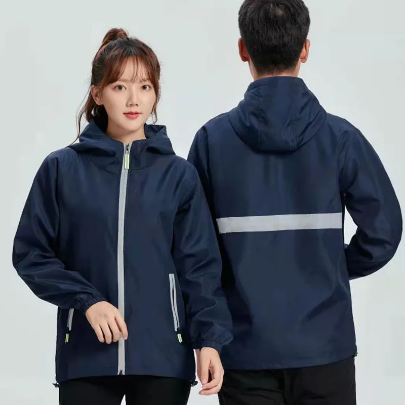 

Unisex Long-sleeved Cultural Shirts Custom Logo Hooded Jacket Work Clothes Autumn Winter Trendy Reflective Zipper Coats