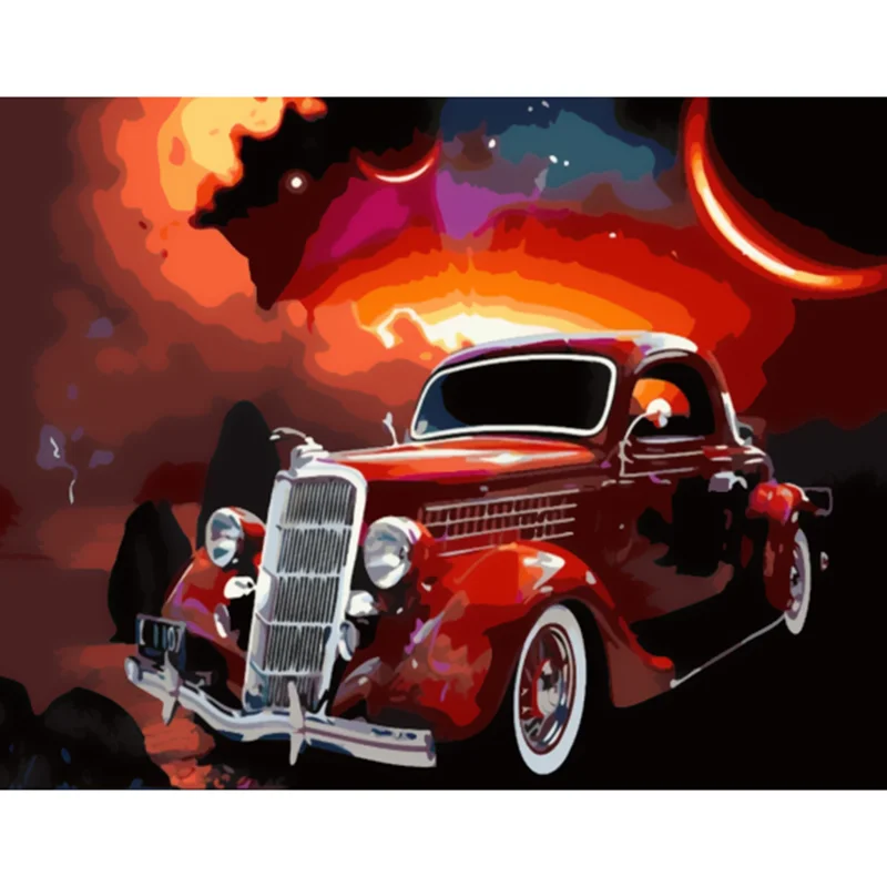 

DIY Digital Oil Painting Car Canvas Oil Painting and Digital Home Decoration