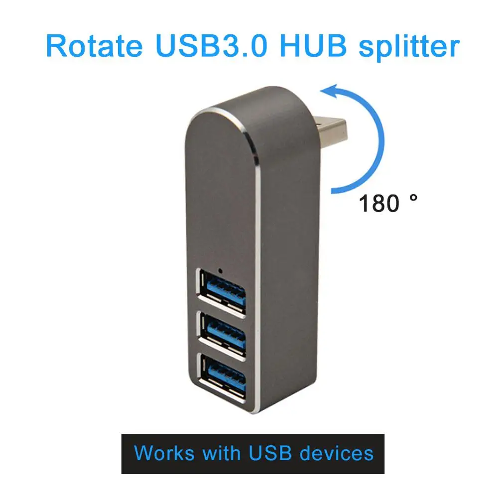3 порта usb-хаб Высокоскоростной Алюминиевый сплав Поворотный сплиттер подключи и