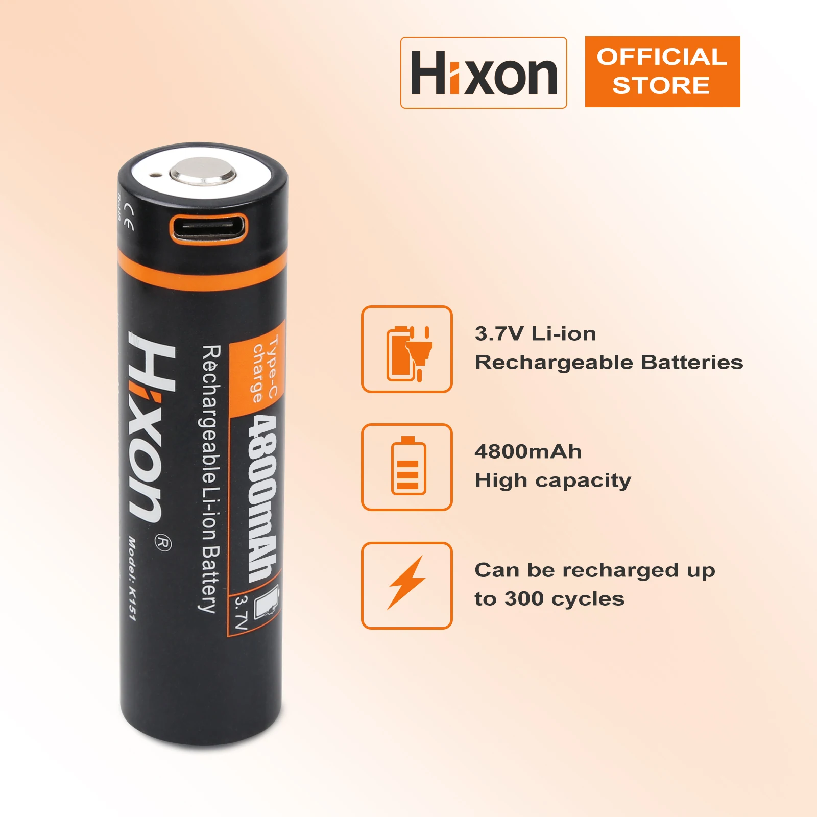 Литий-ионный аккумулятор Hixon сверхбольшая емкость 3 7 в USB 217000 4800 мАч для фонарика +