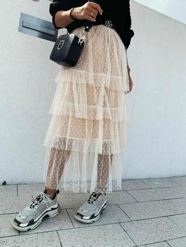 Популярная женская летняя юбка пачка принцессы из тюля с высокой талией и