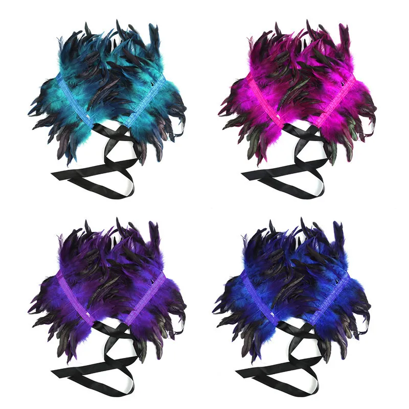 Женская шаль в стиле панк викторианской эпохи с натуральными перьями накидка на