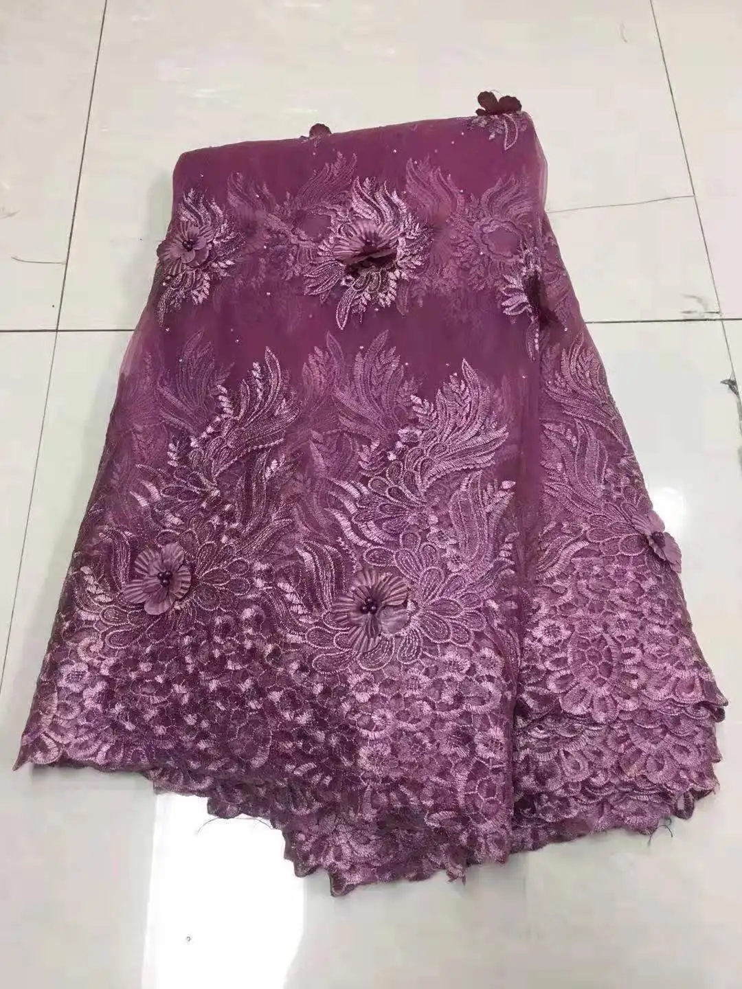 

Hot Sale French Lace Fabric Nigeria Lace Fabric High Quality African Tulle Lace Fabric With Stones For Wedding Party Dress