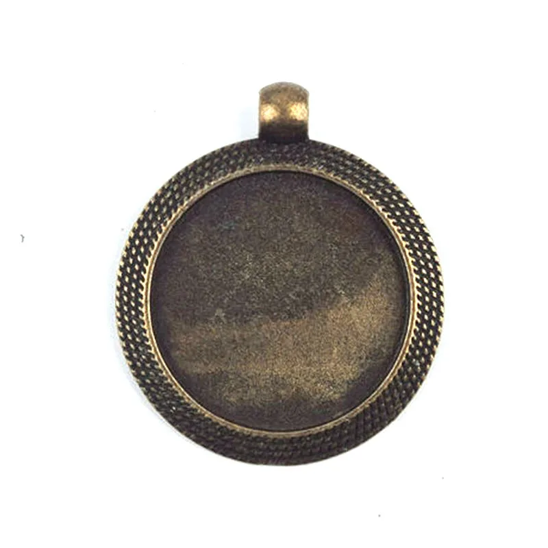 

25mm Pendant Trays Blanks Antique Bronze Cabochon Setting Bezel Inner Round Women Jewelry Findings Accessories Wholesale