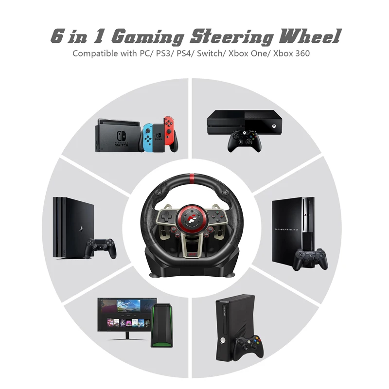 900° racing game steering wheel computer learning car simulation PC/PS3/PS4/Xboxone/Switch 900 degrees L50 | Электроника