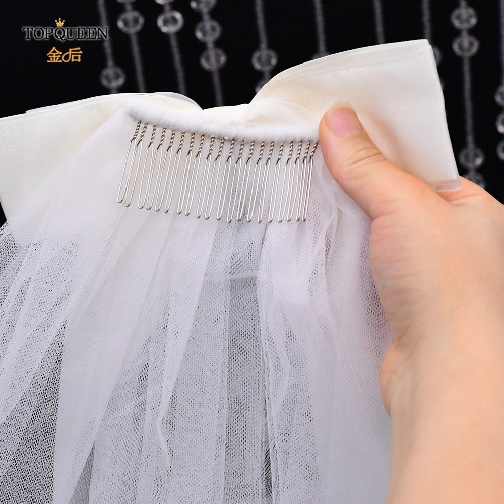 

TOPQUEEN V16 Cute Kpop Style Bowknot Bride Veil Hair Accessories for Bride Two-layered Wedding Veil for the Bride Marriage-style