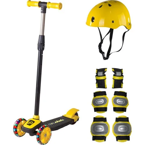 Крутые колеса 3 старше возраста желтого поворота освещенный скутер набор шлемов