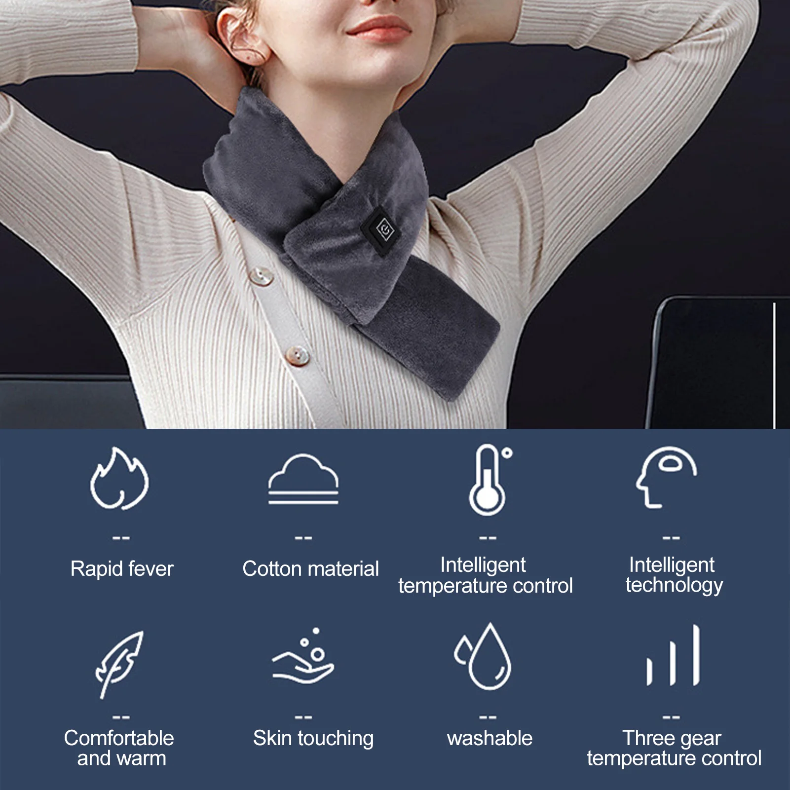 Шарф унисекс Электрический с подогревом и USB зарядкой длина 80 см| |