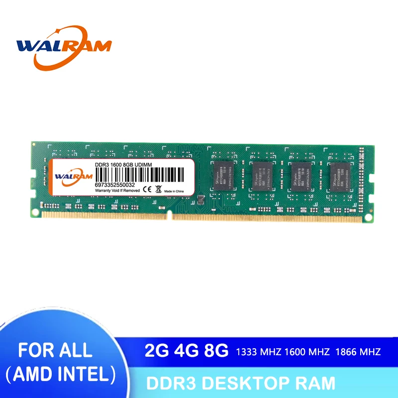 ОЗУ WAL RAM 2 ГБ, 4 ГБ, 8 ГБ, DDR3, Компьютерная память DDR 3, 1066 МГц, 1333 МГц, 1600 МГц, 240-контактный разъем, ОЗУ для настольного компьютера, совместимая с Intel и AMD - изображение