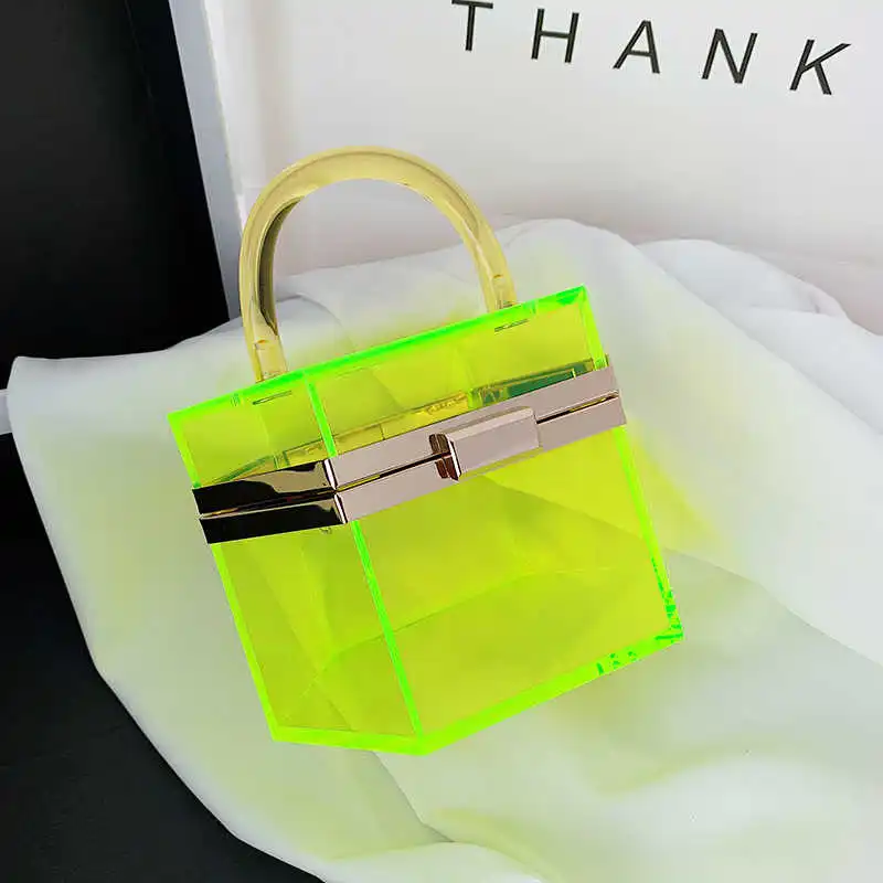 

Acrylic transparent bag 2021 new fashion candy color chain versatile portable box women's bag