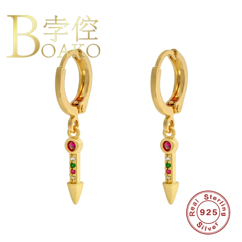 

BOAKO 925 Sterling Silver Earrings Dangle Arrow Earrings For Women Couple Piercing Jewelry Fashionable Zircon Lurury Diamond
