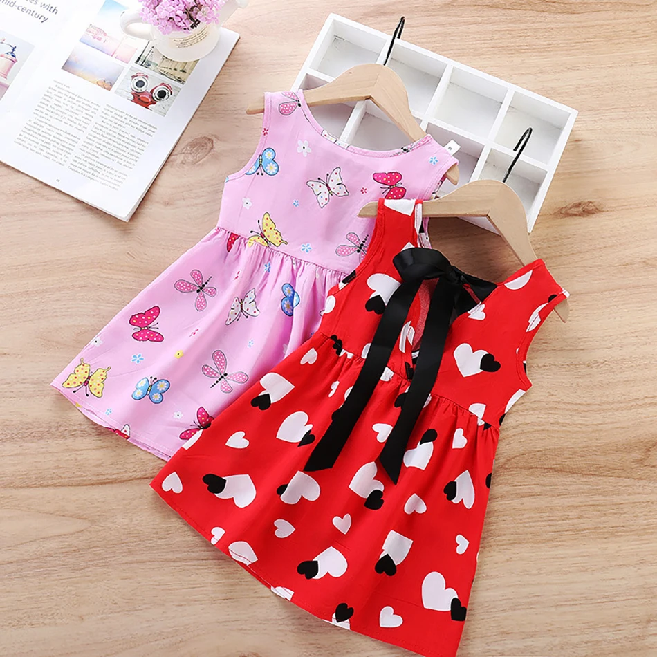 

Baby Girls Summer Dress Comfortable Children's Dress Girls' Sleeveless Dress Flower Print Children Casual Costume