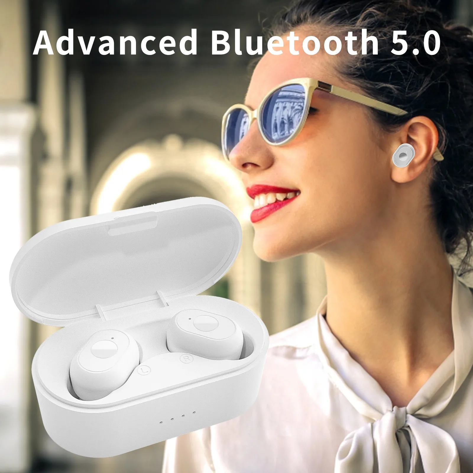 

Беспроводные Bluetooth наушники D80, чехол, беспроводная гарнитура со светодиодным индикатором, 9d стерео спортивные Bluetooth наушники