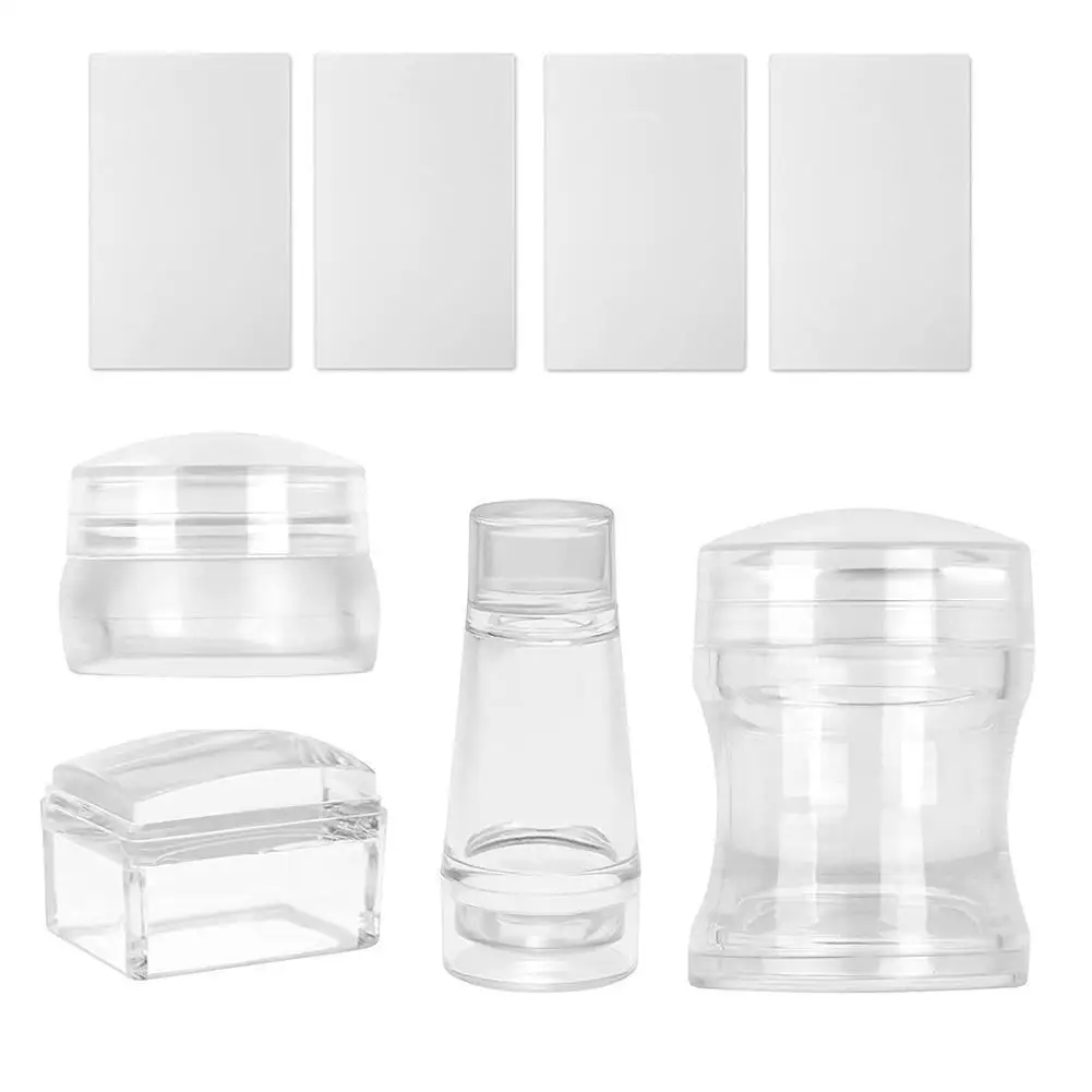 

8pcs/Set Transparent Jelly Nail Art Stamper Scraper Set DIY Polish Design Print Silicone Stamp Stamping Tools