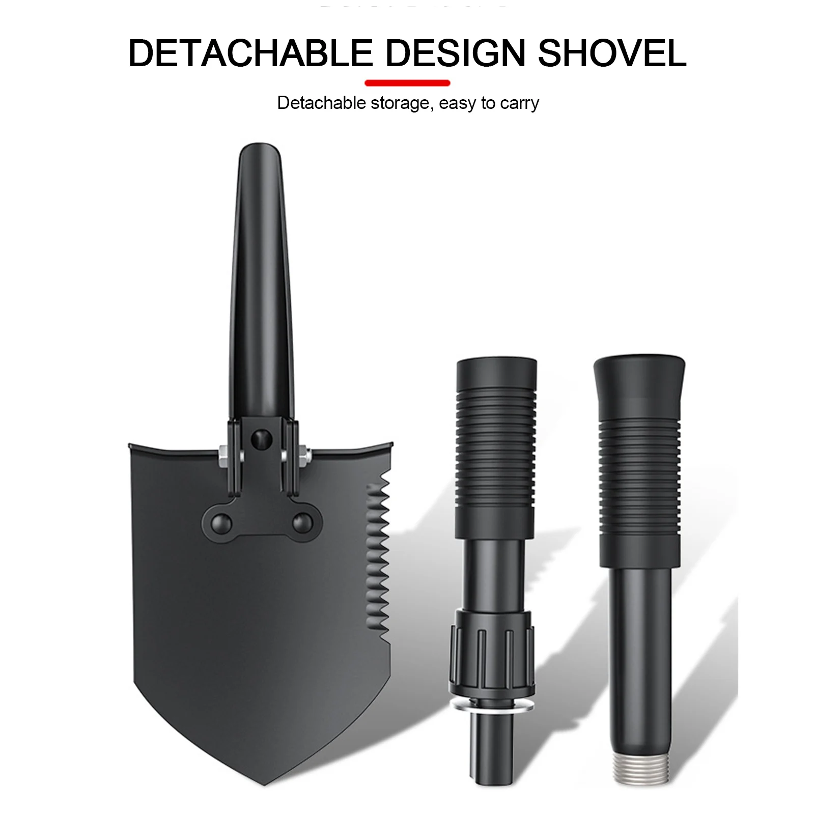

Steel Iron Folding Shovel Garden Portable Engineer Shovel Camper Survival Tool Digging Saw Cutting Lever Hammer Non-slip Handle