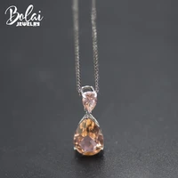 bolai pink morganite pendant solid 925 sterling silver pear created gemstone fine jewelry teardrop necklaces for womens gift