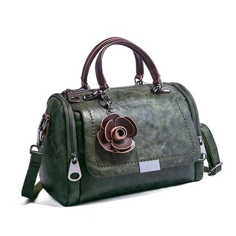 

Women Handbags Fashion Black Female Messenger Bag Retro Oil Wax PU Portable Handbags Wild Shoulder Crossbody Bag Femme Flap